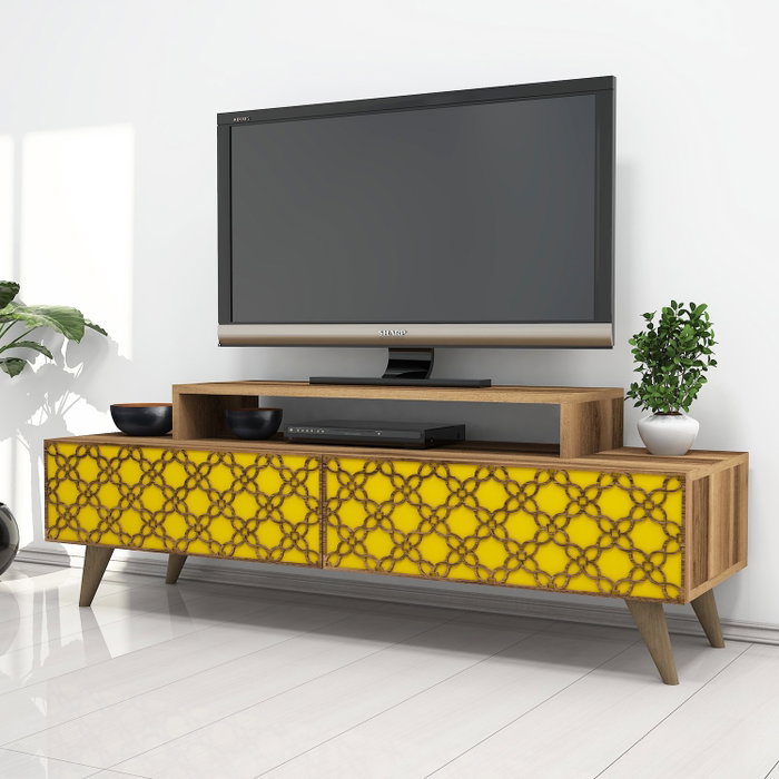 Hanah Home Soporte de TV City - Nogal y Amarillo Hanah Home Soporte de TV City - Nogal y Amarillo